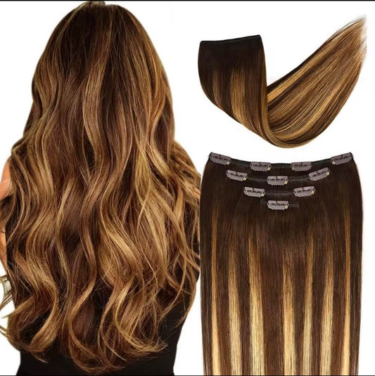 Luxury Quality Human Hair Clip ins| 16 inches| Straight| Golden Blonde