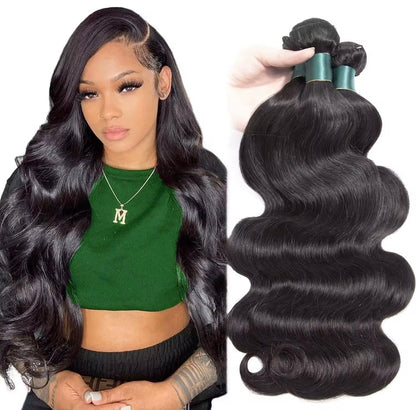 Luxury Quality Human Hair Extension Bundle| 18 inches| Body Wave| Natural Dark